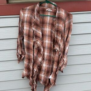 Maurices, Size Large, 3/4 Sleeve Plaid Cardigan